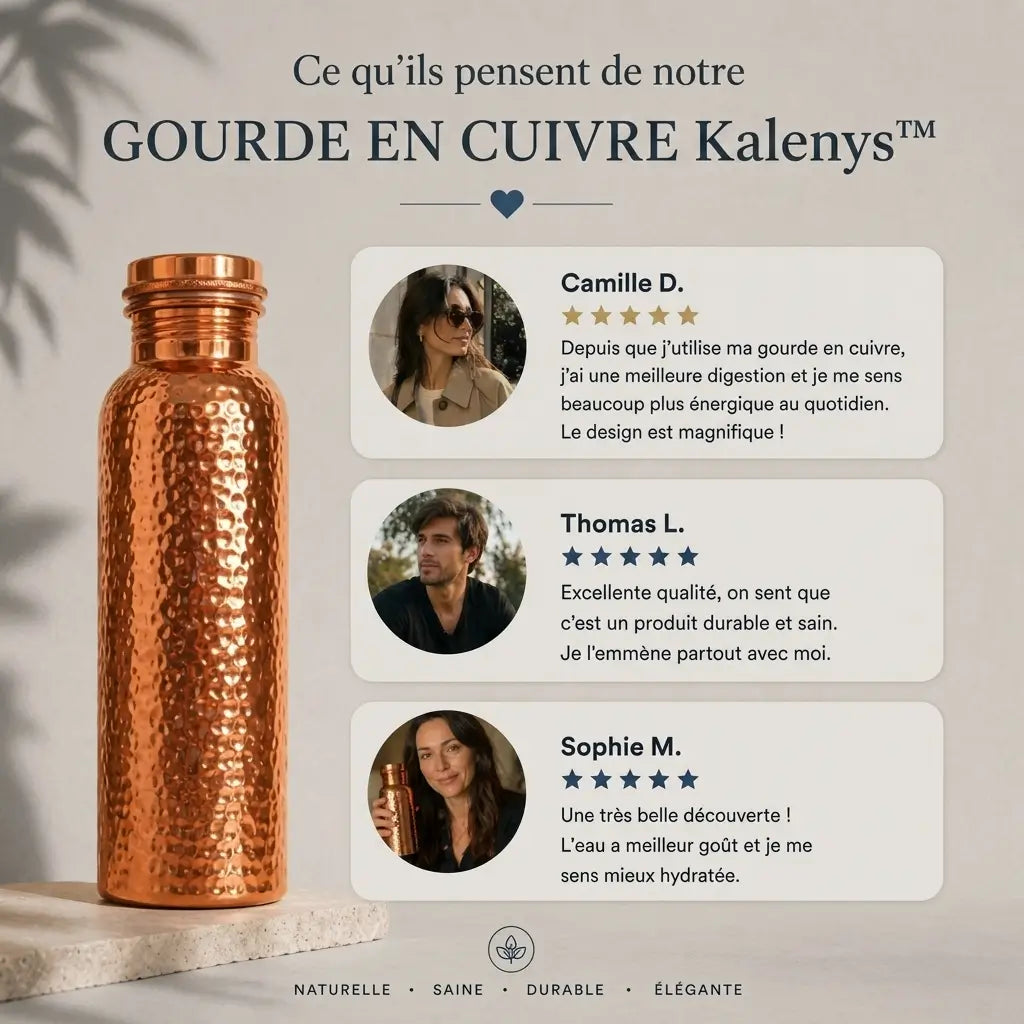 Gourde en Cuivre – Kalenys™ | L’Eau Purifiée Naturellement, Sans Plastique