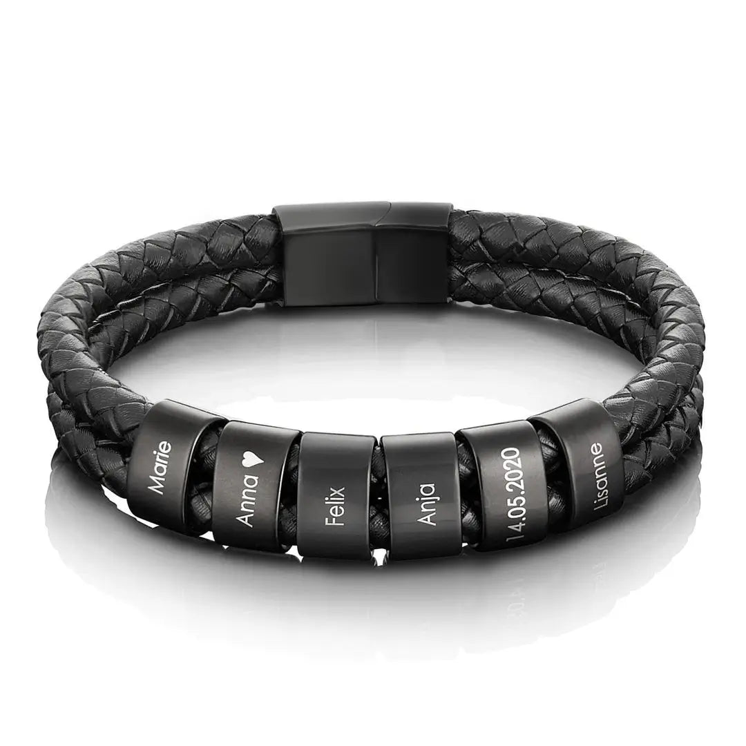 Bracelet personnalisé pour homme – Prénoms et dates gravés sur mesure