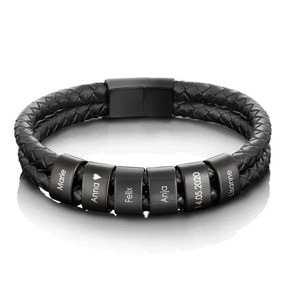 Bracelet personnalisé pour homme – Prénoms et dates gravés sur mesure
