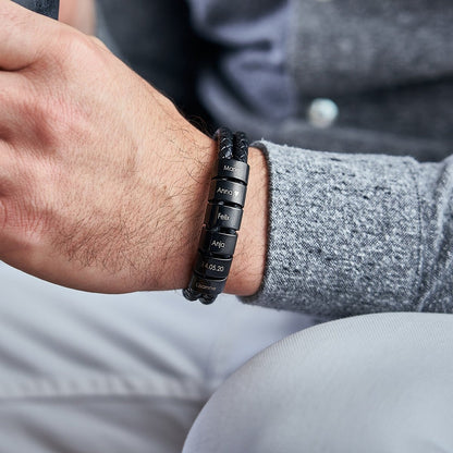 Bracelet personnalisé pour homme – Prénoms et dates gravés sur mesure