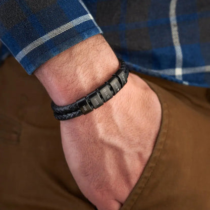 Bracelet personnalisé pour homme – Prénoms et dates gravés sur mesure